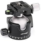 ARTCISE Niedriger Profil-Kugelkopf, 46 mm, 360°-Panorama-Metall-Stativkopf mit...