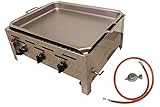 BSR-Grillen 3-flammiger Profi Gasgrill aus Edelstahl, stufenlos regelbar, Gasbräter, Gastrogrill,...