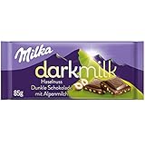 Milka Dark Milk Haselnuss 1x 85g I Zartherbe Alpenmilch-Schokolade I mit Haselnuss-Stückchen I...