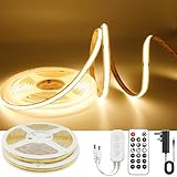 AXMOTUT 10m Warm White COB LED Strip Light, High Bright LED Strips with 320LEDs, RF Remote and Power...