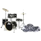 FAME Maple Standard Jungle Set, Schlagzeug in Schwarz, inklusive Cymbal Set mit 20 Zoll Ride, 16...