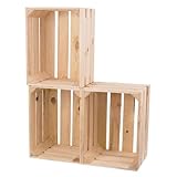 LAUBLUST Vintage Holzkisten 3er Set - Weinkisten & Obstkisten | Aufbewahrungskisten aus Holz -...