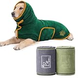 PETTOM Hundebade-Set: 2 Stück Microfaser Hundehandtücher + Hundebademantel mit Hohem Kragen
