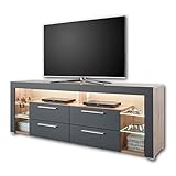 GOAL TV-Lowboard in Artisan Eiche Optik, Grau mit LED-Beleuchtung - hochwertiges TV-Board mit viel...