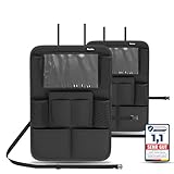 POUKO® Autositz Organizer PREMIUM [2er Set] Schwarz I Rückenlehnenschutz inkl. Tablet Fach I...