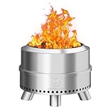 Wakeyard Rauchfreie Feuerstelle, 19 Zoll Tragbare Rauchfreie Feuerschale für den Außenbereich mit...