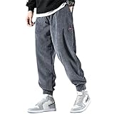 GYSAFJ Haremshose für Herren, Streetwear, warme Cordhose, Outdoor-Komfort, lockere Jogger,...