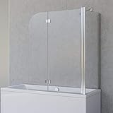Schulte Badewannenfaltwand Angle, 2-teilig 112 x 142 cm mit Seitenwand für 75 cm Badewanne, 5 mm...