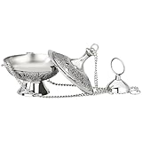 WEIHRAUCHFASS versilbert 10 x 10 cm – ANTIK-Design aus Messing mit 25 cm Kette – Räuchergefäß...