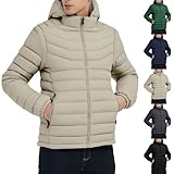 Gesteppte Herren-Winterjacken, warme Daunenjacke für Herren mit abnehmbarer Kapuze, winddicht,...