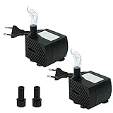 2 stück Mini Wasserpumpen(180L/H, 3W), Ultra Leise Aquarium pumpe mit hohem Hub, brunnenpumpe mit...