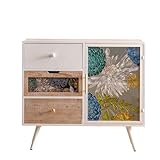 URGDWEKJY Buffetschrank handbemalt Emaille Sideboard Speisekammer Aufbewahrungsschrank Glas Licht...
