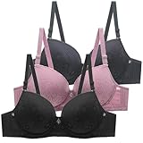 CSYX BHS Damen mit Bügel Komfort 3er Pack Klassische BH Set Nahtlos Push Up Sport BH mit...