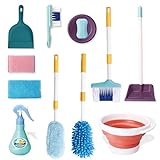 JOYIN 12 Stück Putzset Reinigungswerkzeuge Set mit Besen, Eimer, Mopp, Lappen, Waschmittel und...