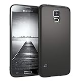 EAZY CASE Handyhülle Silikon mit Kameraschutz kompatibel mit Samsung Galaxy S5 in schwarz matt,...