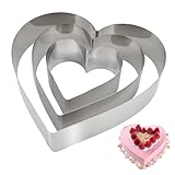 Lonwiner 3 Stück Herzbackform, backen zubehör tortenring springform herz tortenring herzform 3...