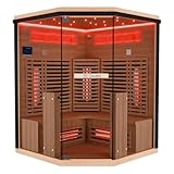 Dewello® Infrarotkabine Infrarotsauna KENORA 140x140 für 2-3 Personen aus Hemlockholz,...