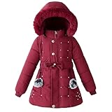 Podgina Mädchen Winterkleid Mäntel Kunstfell Kapuze Fleece Jacken Wasserdicht Parka Outwear,...