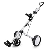 NENGGE Golftrolley Zieh 4 Rad Golfwagen Klappbar Trolley Golfcart Aluminiumlegierung mit Schnellem...