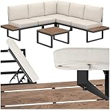 tectake® Gartenlounge Set 4-teilig, wetterfest, Gartenmöbel mit Aluminium-Gestell und...