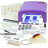 NAILS FACTORY | N&BF | UV Gel Nagelstudio Starter Set Lila-Nagelset mit Nailart | UV-Lampe und UV...