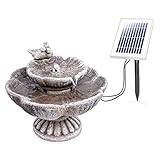 esotec Solarbrunnen für draussen Vogelpaar | Kaskadenbrunnen Akku + LED | Solar Springbrunnen für...