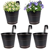 BOFUNX 5er Set Hängender Blumentopf Metall Vintage Style Balkon Hängetöpfe Blumentöpfe zum...