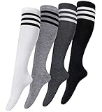 Justay Comf 4 Paar Overknee Strümpfe Damen Kniestrümpfe Knee High Socks Lange Socken...