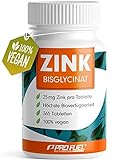 Zink 25mg - 365 Tabletten (vegan) mit Zink-Bisglycinat (Zink-Chelat) für höchste Bioverfügbarkeit...