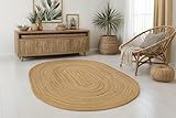 MY-RUG Jute Teppich oval 240 x 300 cm | Sisal-Teppich Wohnzimmer | handgewebter Juteteppich | flach...