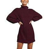 Herbstkleid Damen Langarm Business Pullikleid Freizeitkleid Knit Dress Lang Winter Warm Minikleid...