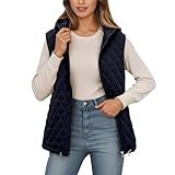 Generisch Daunenweste Damen Puffer Weste mit Kapuze Steppweste Ärmellose Weste Steppmantel Warmer...