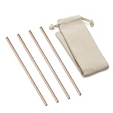 CopperStudio EcoSip Straight Straws Bundle - Wiederverwendbare massive Kupfer-Trinkhalme Set mit 4,6...