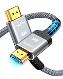SNOWKIDS 4K HDMI Kabel 2Meter,HDMI-Kabel 4K@60Hz Nylon Geflecht Vergoldete Anschlüsse mit...