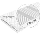 Crownmiller Basic 7 Zonen Matratze 90x200 cm mittel, ca. 12,5 cm hoch, Bezug waschbar bis 60 Grad,...