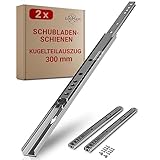 LouMaxx Kugelauszug 2er Set Schubladenschienen 27 mm Nut | 300 mm Schienen Schublade | Schubladen...