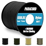 Omtofo 50M 100M Paracord 550 Nylonseil Schwarz Seil 4mm, 7 Kern-Strängen Paracord Reepschnur für...