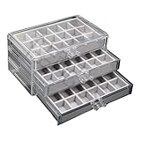 Canigegui Edelstein Vitrine 54 Fächer,15 * 23**10 Cm, 3 Schubladen Rock Sammelbox, Setzkasten Für...