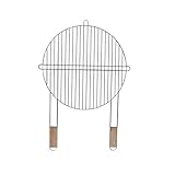 Grillrost rund 46 cm mit 2 Holzgriffen Stahl verchromt Grillgitter Grillaufsatz Ersatzrost