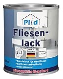 Plid® Fliesenfarbe Badezimmer & Küche [FEUCHTIGKEITSBESTÄNDIG] Fliesenlack Lichtgrau 0.75l fürs...