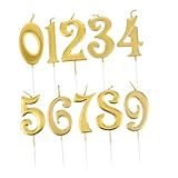 Alipis 10 Stück Teiliges Geburtstagskerzen Zahlen Goldene Kuchenkerzen mit Glitzerndem Finish...