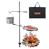 VEVOR Campinggrill Rund 360 x 360 mm, Verstellbarer Schwenkbarer Lagerfeuer Grill mit und...