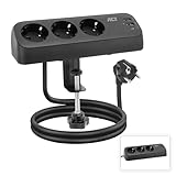 Tischsteckdose mit USB C, PD 30W Schreibtisch Steckdosenleiste, 3 Fach Mehrfachsteckdose, 30W Power...