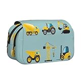 GSGCSBYMLG Cartoon Heavy Machinery Truck Printed Double Clamshell Pen Case Portable Stationery Case,...