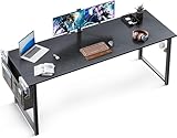 ODK Schreibtisch, 160x55x73,5cm Computertisch Schwarz Bürotisch mit Kopfhörer Halter und...