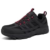 SHULOOK Herren Wanderschuhe Wasserdicht Leichte rutschfest Trekkingschuhe Outdoorschuhe Schwarz/Rot...