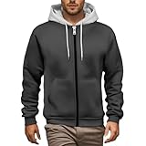 Langarmshirt Herren Kapuzenjacke Hoodie Jacke Kapuzenpullover mit ReißVerschluss und Kordelzug...