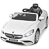 COSTWAY 12V Mercedes Benz Kinderauto mit 2,4G-Fernbedienung, 3 Gang Elektroauto 2-5km/h mit Musik,...