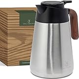 WALDWERK Thermoskanne (1,5L) - Kaffeekanne aus doppelwandigem 304 Edelstahl mit Holzoptik Griff -...