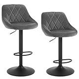 WOLTU Barhocker Tresenhocker, Gute gepolstert, Samt, Höhenverstellbar, Drehbar, 2 x Hocker,...